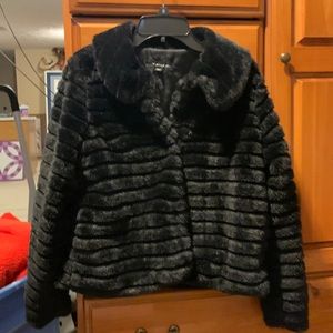 Fancy black faux fur jacket